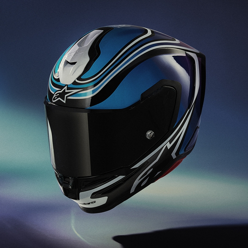 Casco integrale da moto Alpinestars S-R7 Zeal nero-blu-rosa fluo-bianco