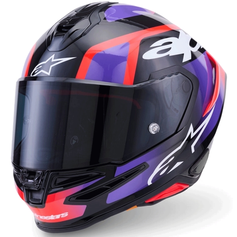 Casco integrale da moto Alpinestars S-R7 Lumen nero-viola-rosso fluo-bianco