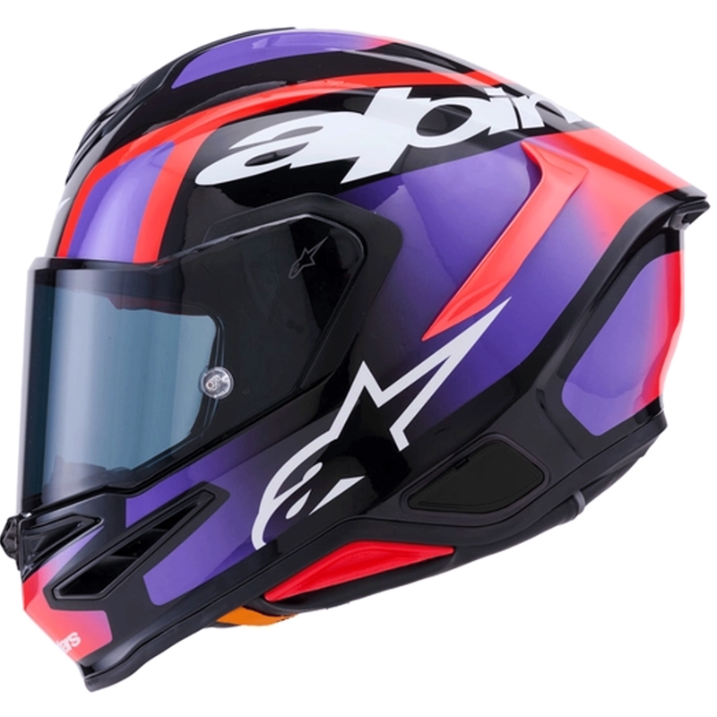Casco integrale da moto Alpinestars S-R7 Lumen nero-viola-rosso fluo-bianco