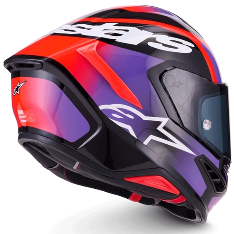 Casco integrale da moto Alpinestars S-R7 Lumen nero-viola-rosso fluo-bianco