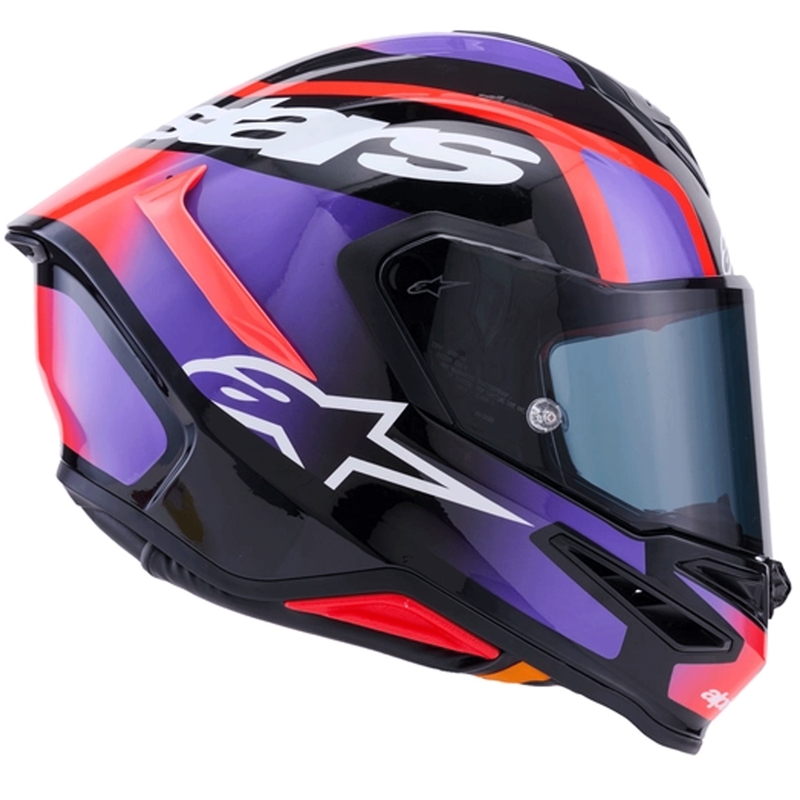 Casco integrale da moto Alpinestars S-R7 Lumen nero-viola-rosso fluo-bianco