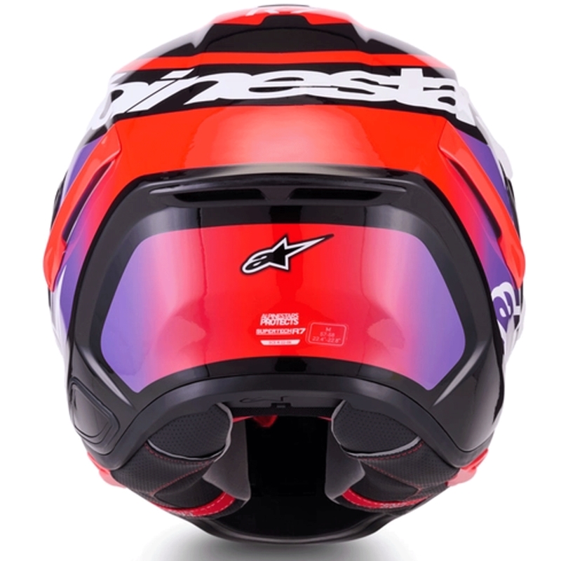 Casco integrale da moto Alpinestars S-R7 Lumen nero-viola-rosso fluo-bianco