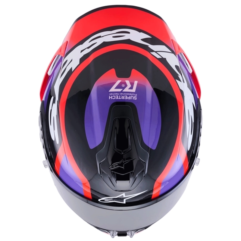 Casco integrale da moto Alpinestars S-R7 Lumen nero-viola-rosso fluo-bianco