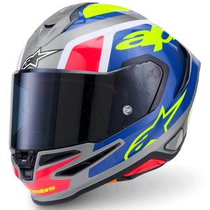 Casco integrale da moto Alpinestars S-R7 Lumen argento-nero-rosa-giallo fluo