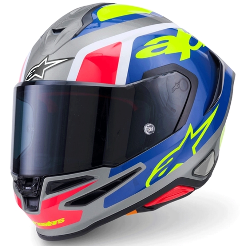 Casco integrale da moto Alpinestars S-R7 Lumen argento-nero-rosa-giallo fluo