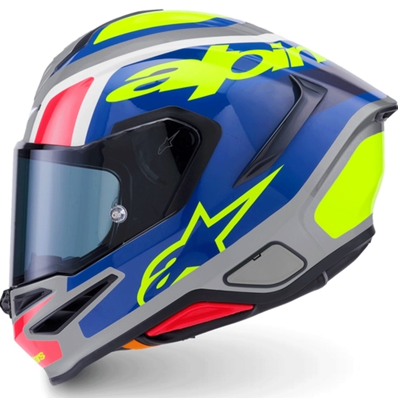 Casco integrale da moto Alpinestars S-R7 Lumen argento-nero-rosa-giallo fluo