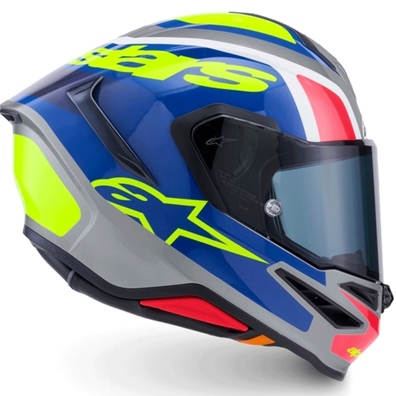 Casco integrale da moto Alpinestars S-R7 Lumen argento-nero-rosa-giallo fluo