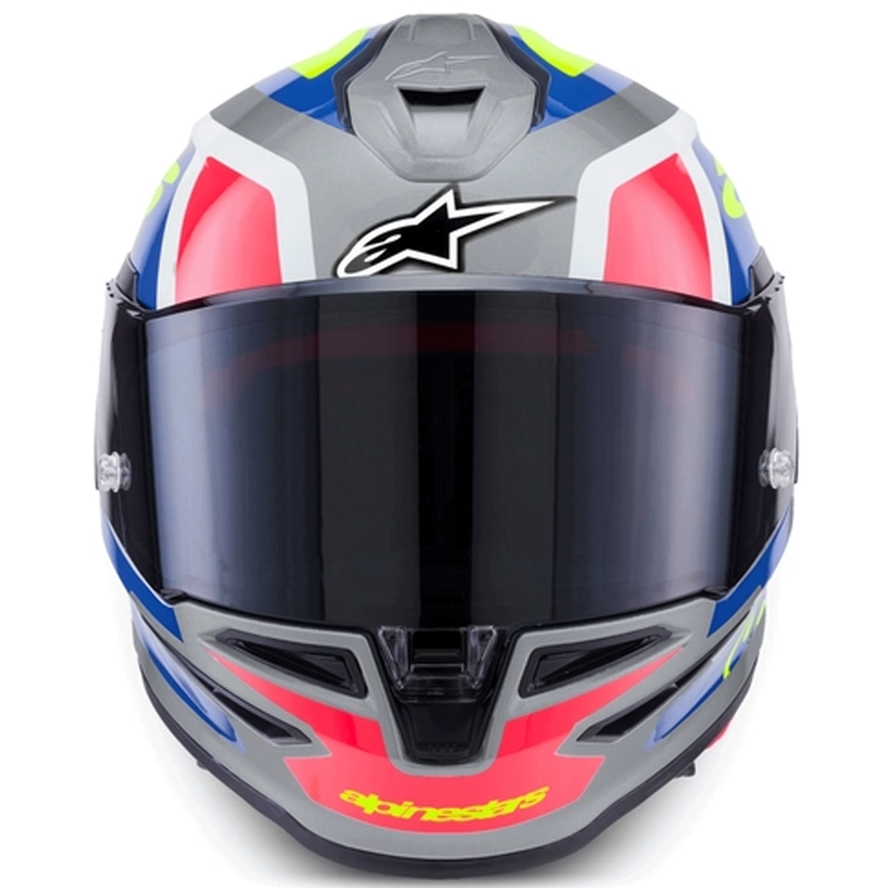 Casco integrale da moto Alpinestars S-R7 Lumen argento-nero-rosa-giallo fluo