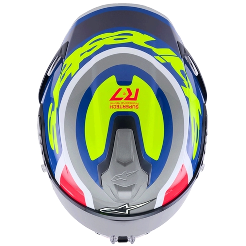 Casco integrale da moto Alpinestars S-R7 Lumen argento-nero-rosa-giallo fluo