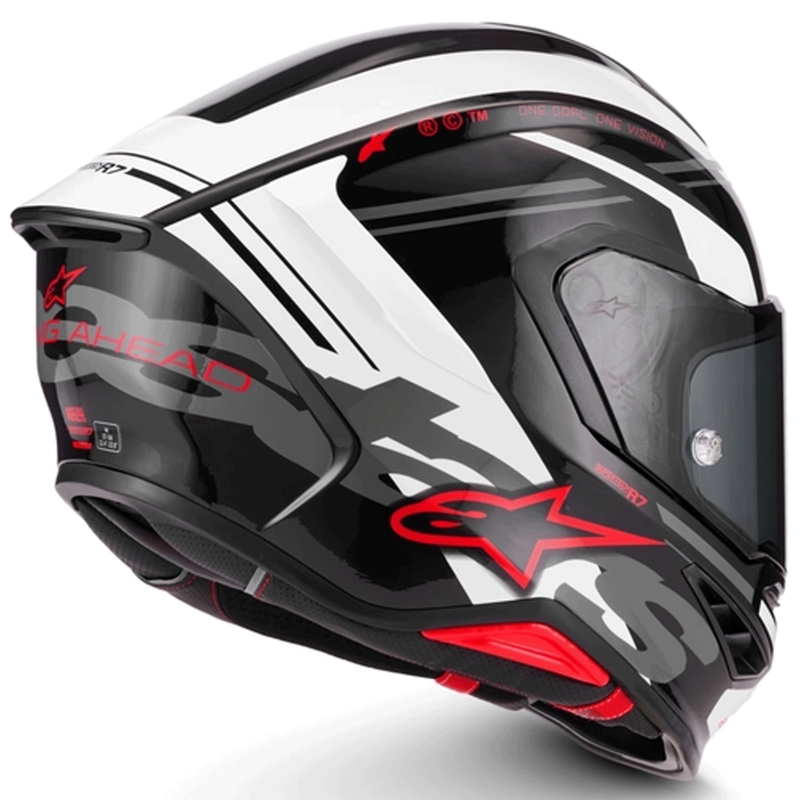 Casco integrale da moto Alpinestars S-R7 A-Core nero-bianco-rosso