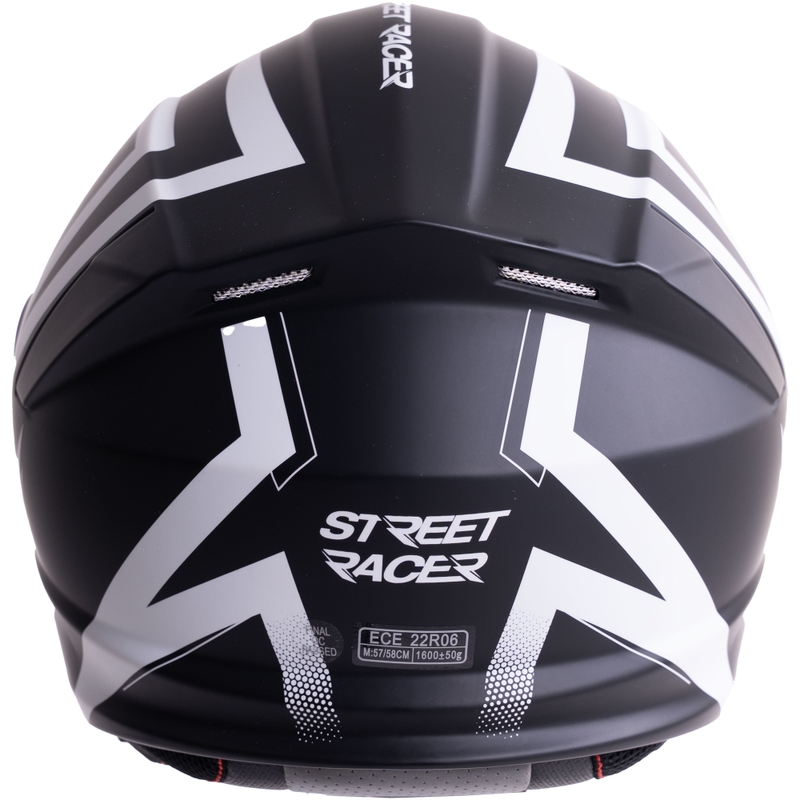 Casco da moto modulare Street Racer Fury nero opaco-bianco - campione
