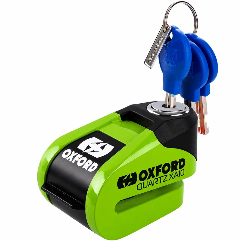 Blocco freno a disco Oxford Quartz Alarm XA10 - Edizione limitata verde