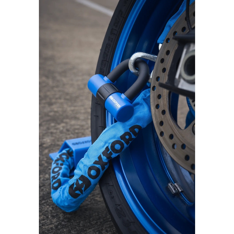 Lucchetto a catena per moto Oxford HD - edizione limitata blu