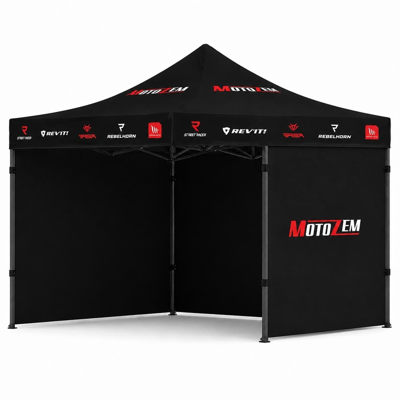 Tenda da corsa MotoZem con pareti laterali, nera