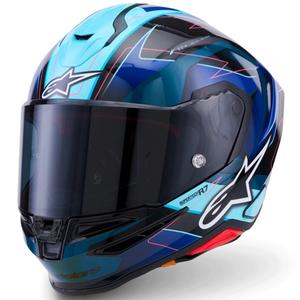 Casco integrale da moto Alpinestars S-R7 Kinetis nero-blu-fluo rosa-bianco