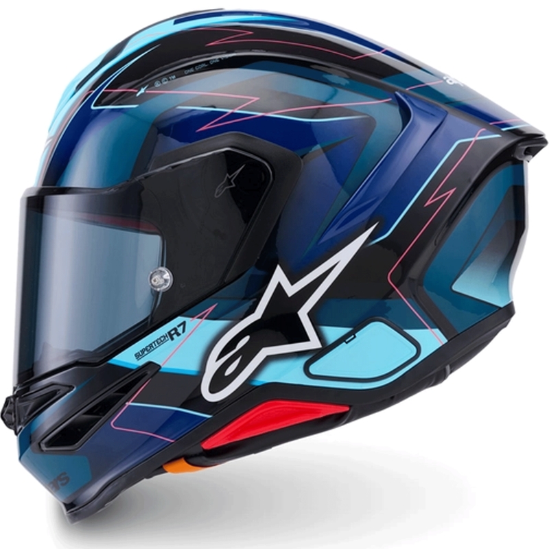 Casco integrale da moto Alpinestars S-R7 Kinetis nero-blu-fluo rosa-bianco