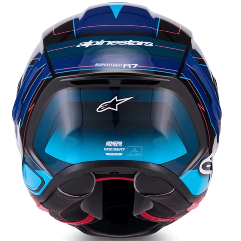Casco integrale da moto Alpinestars S-R7 Kinetis nero-blu-fluo rosa-bianco
