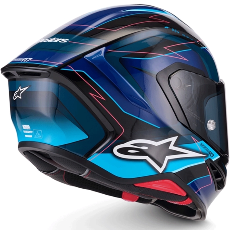 Casco integrale da moto Alpinestars S-R7 Kinetis nero-blu-fluo rosa-bianco