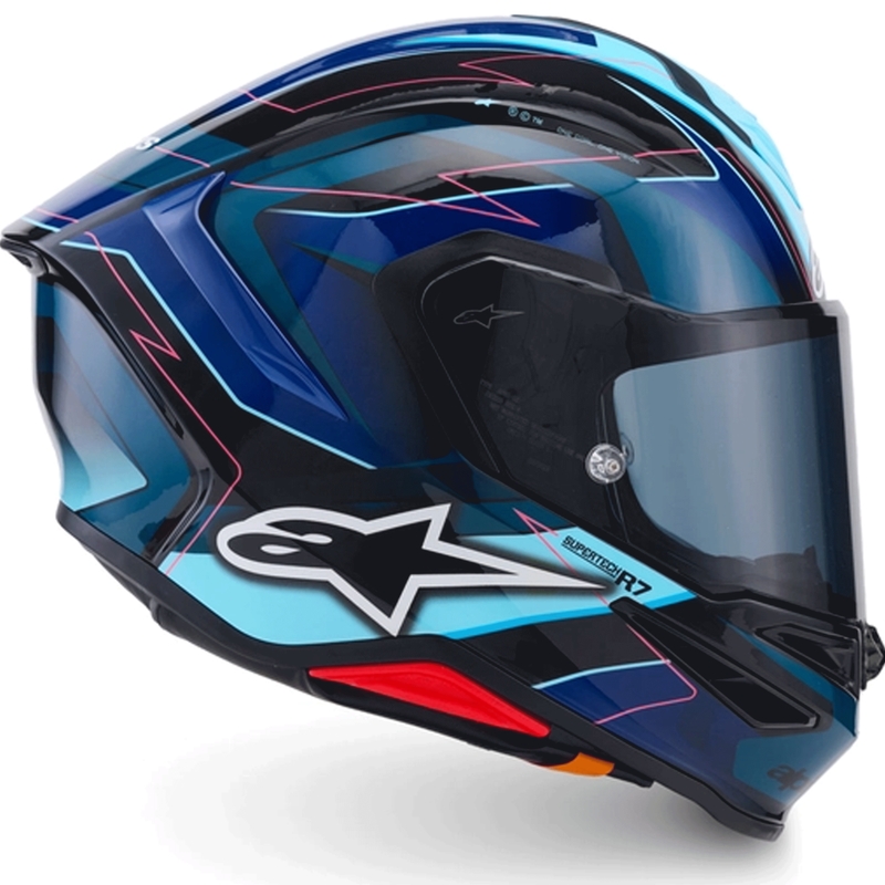 Casco integrale da moto Alpinestars S-R7 Kinetis nero-blu-fluo rosa-bianco