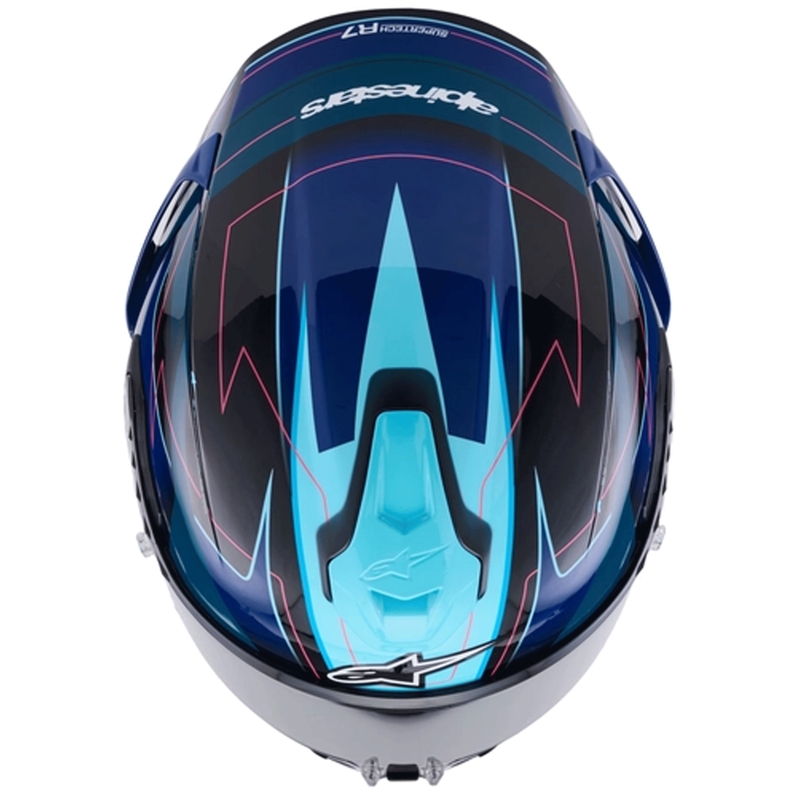 Casco integrale da moto Alpinestars S-R7 Kinetis nero-blu-fluo rosa-bianco
