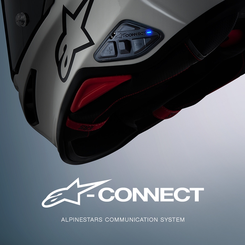Interfono Bluetooth per moto Alpinestars A-CONNECT, sistema nero.