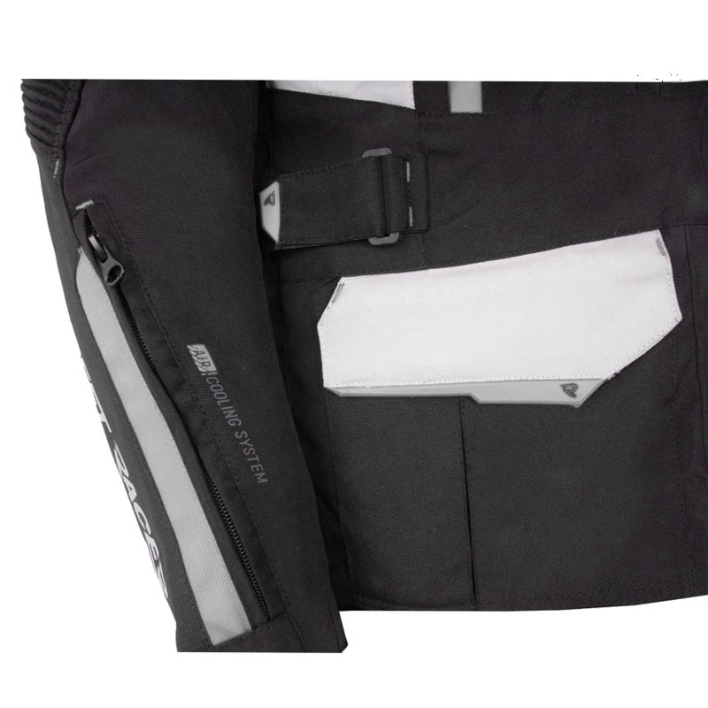 Giacca da motociclista Street Racer Hilax nera-grigio chiaro