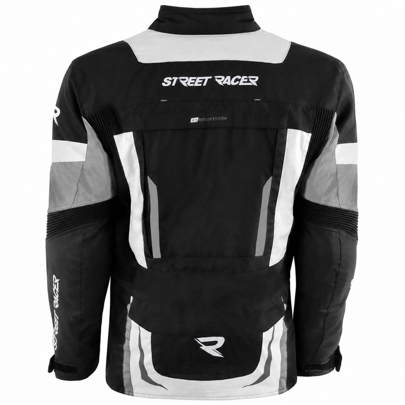 Giacca da motociclista Street Racer Hilax nera-grigio chiaro