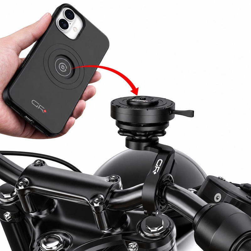 Supporto per telefono da manubrio curvo per moto GRxplore MT10, colore nero