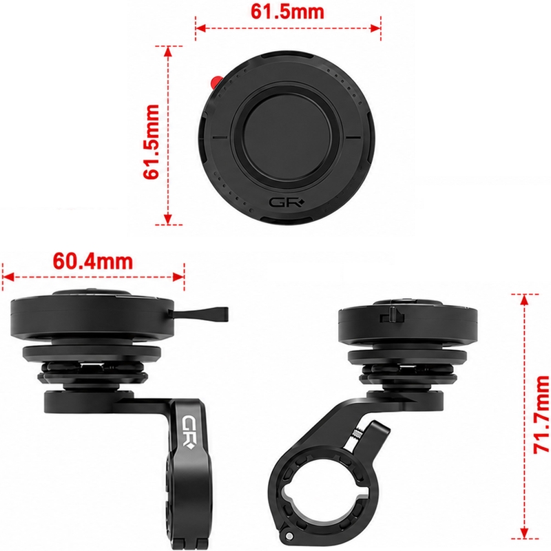 Supporto per telefono da manubrio curvo per moto GRxplore MT10, colore nero