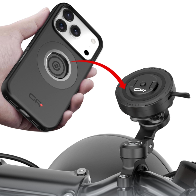 Supporto per telefono da manubrio per moto con braccio regolabile GRxplore MT11 nero