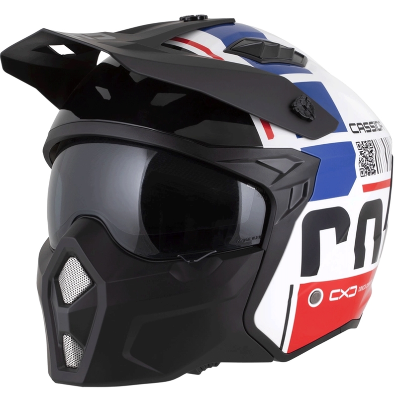 Casco modulare da moto Cassida Cross Country Code bianco-rosso-blu-nero