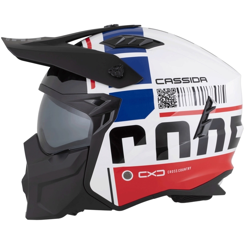 Casco modulare da moto Cassida Cross Country Code bianco-rosso-blu-nero