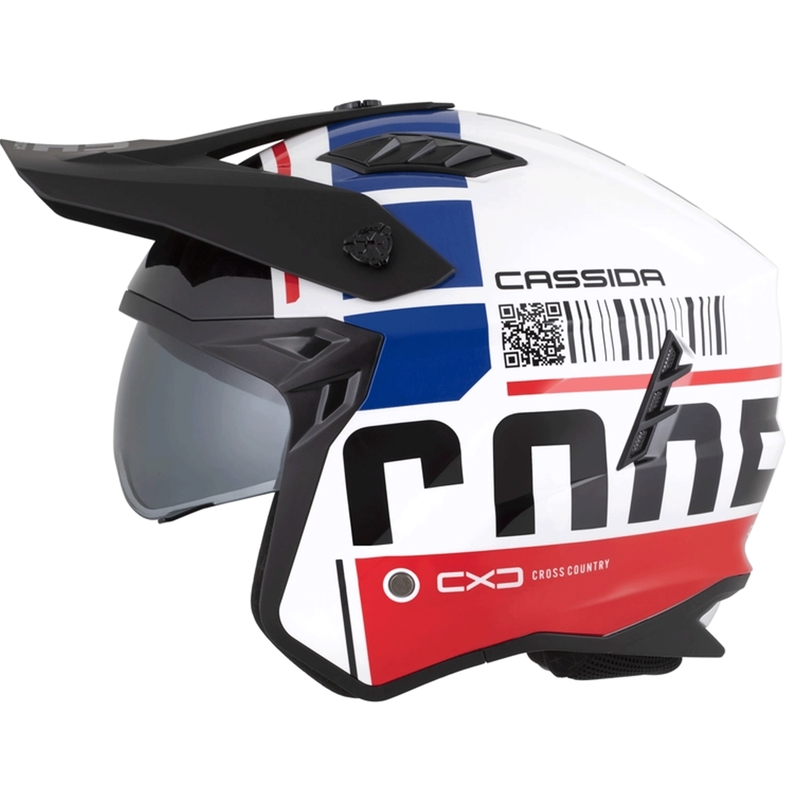 Casco modulare da moto Cassida Cross Country Code bianco-rosso-blu-nero