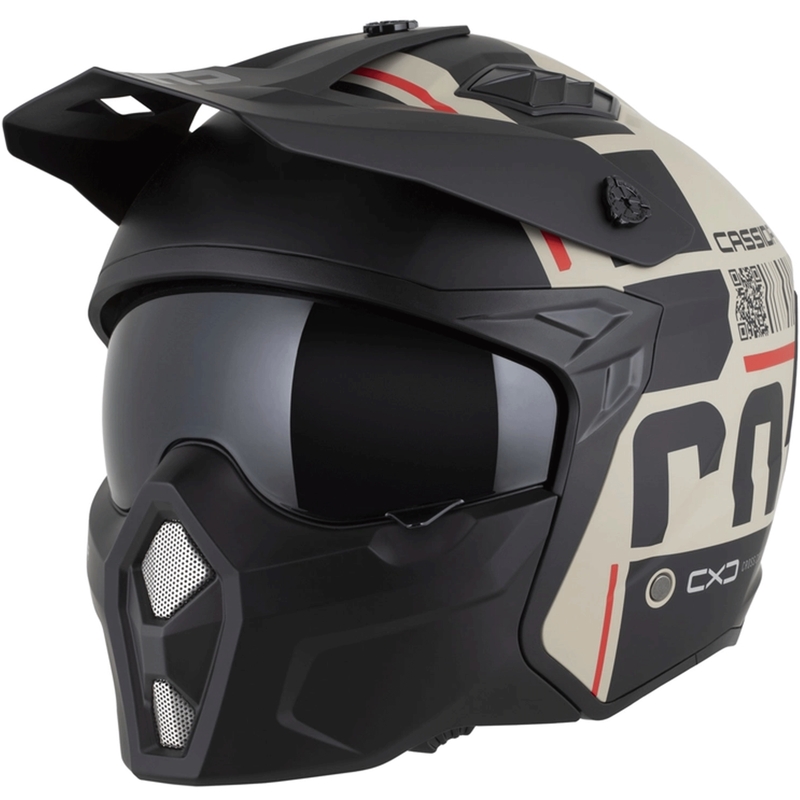 Casco modulare da moto Cassida Cross Country Code sabbia opaca-nero-rosso