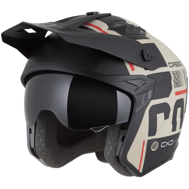 Casco modulare da moto Cassida Cross Country Code sabbia opaca-nero-rosso