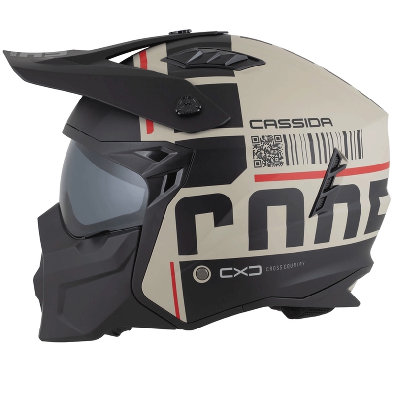 Casco modulare da moto Cassida Cross Country Code sabbia opaca-nero-rosso