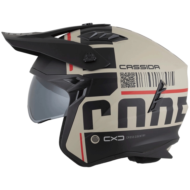 Casco modulare da moto Cassida Cross Country Code sabbia opaca-nero-rosso