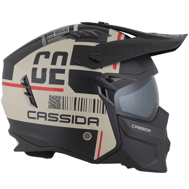 Casco modulare da moto Cassida Cross Country Code sabbia opaca-nero-rosso