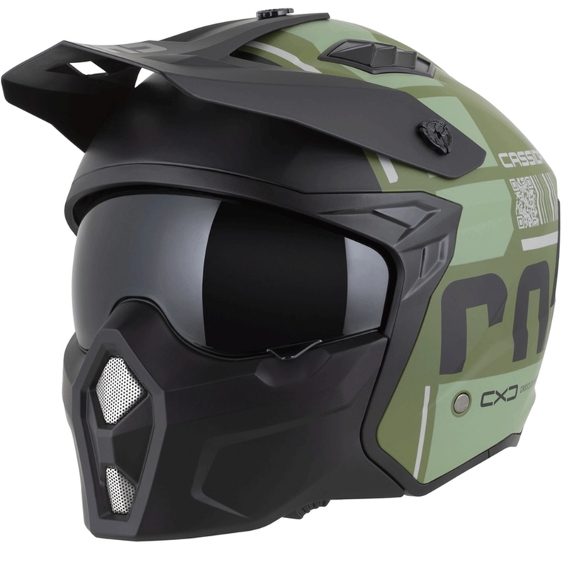 Casco modulare da moto Cassida Cross Country Code verde opaco-grigio-nero