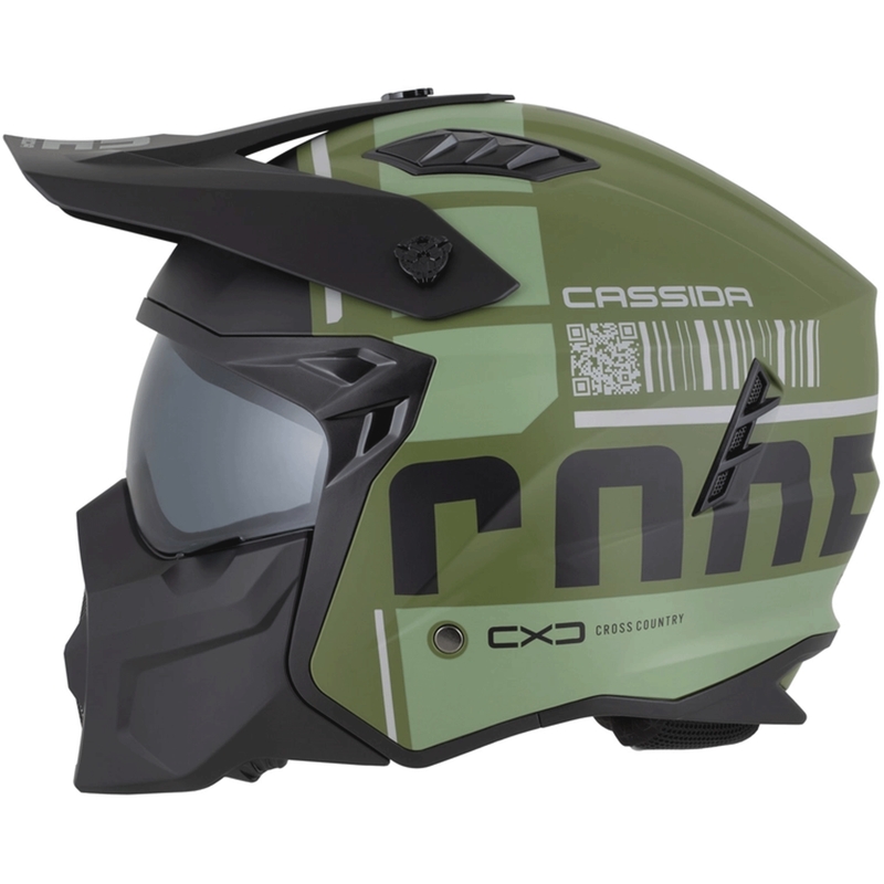 Casco modulare da moto Cassida Cross Country Code verde opaco-grigio-nero