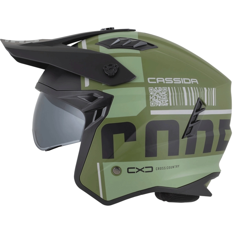 Casco modulare da moto Cassida Cross Country Code verde opaco-grigio-nero