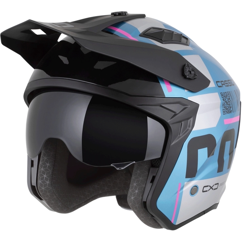 Casco modulare da moto Cassida Cross Country Code blu perla-argento-rosa-nero