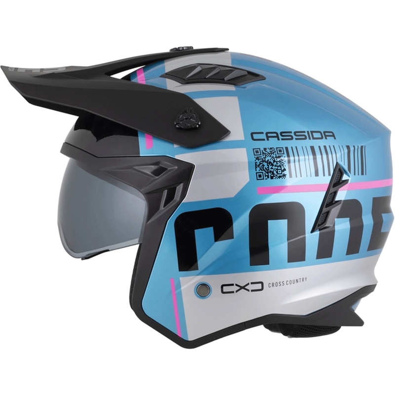 Casco modulare da moto Cassida Cross Country Code blu perla-argento-rosa-nero