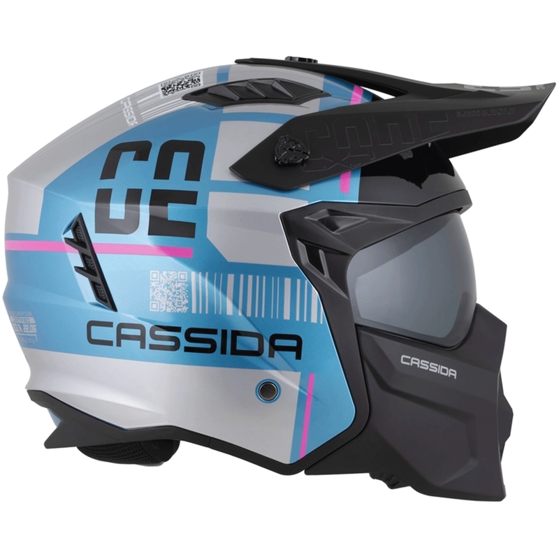 Casco modulare da moto Cassida Cross Country Code blu perla-argento-rosa-nero