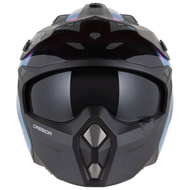 Casco modulare da moto Cassida Cross Country Code blu perla-argento-rosa-nero