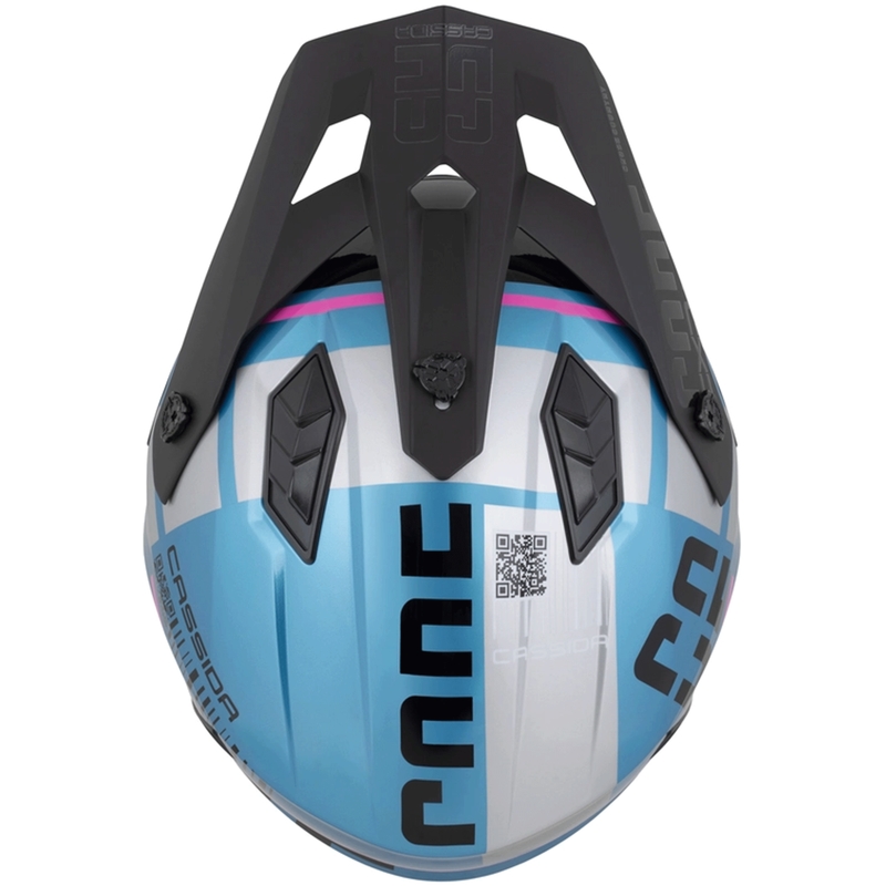 Casco modulare da moto Cassida Cross Country Code blu perla-argento-rosa-nero