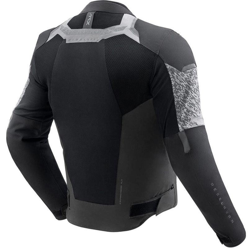 Giacca da motociclista Rebelhorn Jax, nera e grigia.