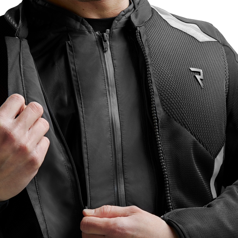 Giacca da motociclista Rebelhorn Jax, nera e grigia.