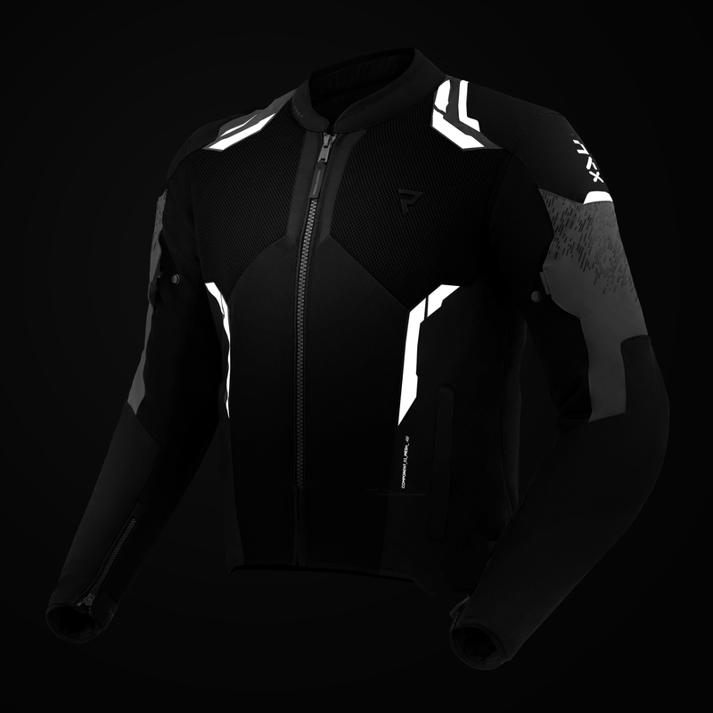 Giacca da motociclista Rebelhorn Jax, nera e grigia.