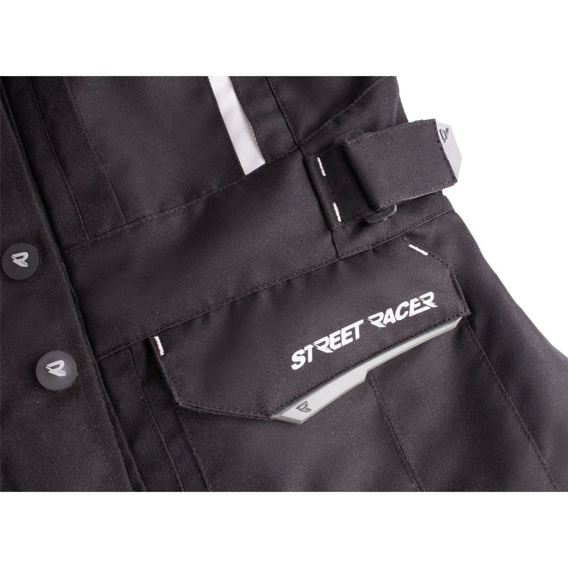 Giacca da motociclista da donna Street Racer Hilax nero-grigio chiaro